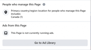 Facebook page transparency information